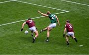 29 June 2025; Conor Gray of Meath scores his side's first goal during the GAA Football All-Ireland Senior Championship quarter-final match between Meath and Galway at Croke Park in Dublin. Photo by Daire Brennan/Sportsfile