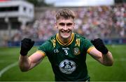 29 June 2025; Seán Rafferty of Meath celebrates after his side's victory in the GAA Football All-Ireland Senior Championship quarter-final match between Meath and Galway at Croke Park in Dublin. Photo by Piaras Ó Mídheach/Sportsfile