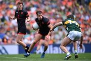 29 June 2025; Barry McCambridge of Armagh in action against Conor Geaney of Kerry during the GAA Football All-Ireland Senior Championship quarter-final match between Armagh and Kerry at Croke Park in Dublin. Photo by Shauna Clinton/Sportsfile