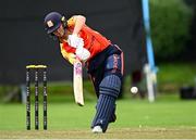 29 June 2025; Scorchers batter Gaby Lewis during the Evoke Super 20 Trophy match between Scorchers and Dragons at Railway Union Cricket Club in Dublin. Photo by Seb Daly/Sportsfile