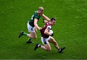 29 June 2025; Liam Silke of Galway in action against Mathew Costello of Meath during the GAA Football All-Ireland Senior Championship quarter-final match between Meath and Galway at Croke Park in Dublin. Photo by Daire Brennan/Sportsfile