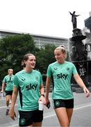29 June 2025; Republic of Ireland's Tyler Toland and Dee Bradley, right, during the team's match-day team walk in Cincinnati, ahead of their international friendly match against United States at TQL Stadium in Cincinnati, USA. Photo by Stephen McCarthy/Sportsfile