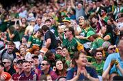 29 June 2025; Meath supporters celebrate after the GAA Football All-Ireland Senior Championship quarter-final match between Meath and Galway at Croke Park in Dublin. Photo by Shauna Clinton/Sportsfile
