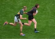 29 June 2025; Ross McQuillan of Armagh in action against Mark O'Shea of Kerry during the GAA Football All-Ireland Senior Championship quarter-final match between Armagh and Kerry at Croke Park in Dublin. Photo by Daire Brennan/Sportsfile