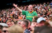 29 June 2025; A Meath supporter reacts during the GAA Football All-Ireland Senior Championship quarter-final match between Meath and Galway at Croke Park in Dublin. Photo by Shauna Clinton/Sportsfile