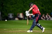 29 June 2025; Dragons batter Bella Armstrong during the Evoke Super 20 Trophy match between Scorchers and Dragons at Railway Union Cricket Club in Dublin. Photo by Seb Daly/Sportsfile