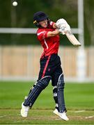 29 June 2025; Dragons batter Bella Armstrong during the Evoke Super 20 Trophy match between Scorchers and Dragons at Railway Union Cricket Club in Dublin. Photo by Seb Daly/Sportsfile