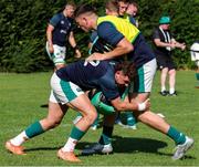 29 June 2025; Ireland players warm up prior to the World Rugby U20 Championship 2025 Pool C match between Ireland and Georgia at Stadio San Michele in Calvisano, Italy. Photo by Roberto Bregani/Sportsfile