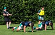 29 June 2025; Ireland players warm up prior to the World Rugby U20 Championship 2025 Pool C match between Ireland and Georgia at Stadio San Michele in Calvisano, Italy. Photo by Roberto Bregani/Sportsfile