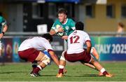 29 June 2025; Eoghan Smyth of Ireland in action against Nugzari Kevkhishvili of Georgia during World Rugby U20 Championship 2025 Pool C match between Ireland and Georgia at Stadio San Michele in Calvisano, Italy. Photo by Roberto Bregani/Sportsfile