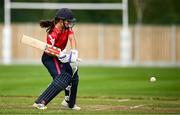 29 June 2025; Dragons batter Amy Hunter during the Evoke Super 20 Trophy match between Scorchers and Dragons at Railway Union Cricket Club in Dublin. Photo by Seb Daly/Sportsfile