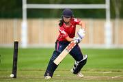 29 June 2025; Dragons batter Amy Hunter during the Evoke Super 20 Trophy match between Scorchers and Dragons at Railway Union Cricket Club in Dublin. Photo by Seb Daly/Sportsfile
