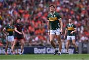 29 June 2025; David Clifford of Kerry reacts after kicking a wide during the GAA Football All-Ireland Senior Championship quarter-final match between Armagh and Kerry at Croke Park in Dublin. Photo by Piaras Ó Mídheach/Sportsfile