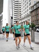 29 June 2025; Republic of Ireland's Tyler Toland and Dee Bradley, right, during the team's match-day team walk in Cincinnati, ahead of their international friendly match against United States at TQL Stadium in Cincinnati, USA. Photo by Stephen McCarthy/Sportsfile