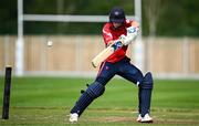 29 June 2025; Dragons batter Orla Prendergast during the Evoke Super 20 Trophy match between Scorchers and Dragons at Railway Union Cricket Club in Dublin. Photo by Seb Daly/Sportsfile