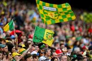 28 June 2025; Donegal supporters, in the Cusack Stand, during the GAA Football All-Ireland Senior Championship quarter-final match between Monaghan and Donegal at Croke Park in Dublin. Photo by Ray McManus/Sportsfile