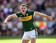 29 June 2025; Man of the Match Seán O'Shea of Kerry celebrates after the GAA Football All-Ireland Senior Championship quarter-final match between Armagh and Kerry at Croke Park in Dublin. Photo by Ray McManus/Sportsfile