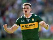 29 June 2025; Man of the Match Seán O'Shea of Kerry celebrates after the GAA Football All-Ireland Senior Championship quarter-final match between Armagh and Kerry at Croke Park in Dublin. Photo by Ray McManus/Sportsfile