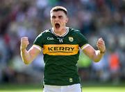29 June 2025; Man of the Match Seán O'Shea of Kerry celebrates after the GAA Football All-Ireland Senior Championship quarter-final match between Armagh and Kerry at Croke Park in Dublin. Photo by Ray McManus/Sportsfile