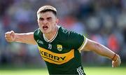 29 June 2025; Man of the Match Seán O'Shea of Kerry celebrates after the GAA Football All-Ireland Senior Championship quarter-final match between Armagh and Kerry at Croke Park in Dublin. Photo by Ray McManus/Sportsfile