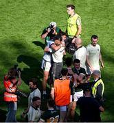 29 June 2025; Kerry manager Jack O'Connor celebrates with David Clifford after the GAA Football All-Ireland Senior Championship quarter-final match between Armagh and Kerry at Croke Park in Dublin. Photo by Daire Brennan/Sportsfile