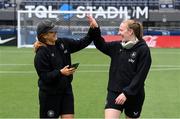 29 June 2025; Republic of Ireland goalkeepers Grace Moloney, left, and Courtney Brosnan before the women's international friendly match between the USA and Republic of Ireland at TQL Stadium in Cincinnati, Ohio, USA. Photo by Stephen McCarthy/Sportsfile
