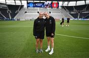 29 June 2025; Ellen Molloy, left, and Erin McLaughlin of Republic of Ireland before the women's international friendly match between the USA and Republic of Ireland at TQL Stadium in Cincinnati, Ohio, USA. Photo by Stephen McCarthy/Sportsfile