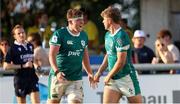 29 June 2025; Luke Murphy and Charlie Molony of Ireland celebrate their side's try during the World Rugby U20 Championship 2025 Pool C match between Ireland and Georgia at Stadio San Michele in Calvisano, Italy. Photo by Roberto Bregani/Sportsfile