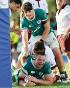 29 June 2025; Mahon Ronan of Ireland scores a try during World Rugby U20 Championship 2025 Pool C match between Ireland and Georgia at Stadio San Michele in Calvisano, Italy. Photo by Roberto Bregani/Sportsfile