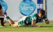 29 June 2025;  Charlie Molony of Ireland scores a try during World Rugby U20 Championship 2025 Pool C match between Ireland and Georgia at Stadio San Michele in Calvisano, Italy. Photo by Roberto Bregani/Sportsfile