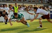 29 June 2025; Paidi Farrell of Ireland scores a try during World Rugby U20 Championship 2025 Pool C match between Ireland and Georgia at Stadio San Michele in Calvisano, Italy. Photo by Roberto Bregani/Sportsfile