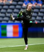 29 June 2025; Republic of Ireland goalkeeper Courtney Brosnan before the women's international friendly match between the USA and Republic of Ireland at TQL Stadium in Cincinnati, Ohio, USA. Photo by Stephen McCarthy/Sportsfile