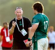 29 June 2025; Ireland head coach Neil Doak, left, and Alex Usanov after the World Rugby U20 Championship 2025 Pool C match between Ireland and Georgia at Stadio San Michele in Calvisano, Italy. Photo by Roberto Bregani/Sportsfile