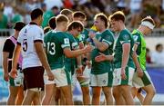 29 June 2025; Ireland players celebrate after the World Rugby U20 Championship 2025 Pool C match between Ireland and Georgia at Stadio San Michele in Calvisano, Italy. Photo by Roberto Bregani/Sportsfile