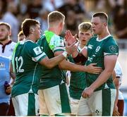 29 June 2025; Ireland players celebrate following the World Rugby U20 Championship 2025 Pool C match between Ireland and Georgia at Stadio San Michele in Calvisano, Italy. Photo by Roberto Bregani/Sportsfile