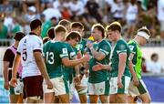 29 June 2025; Ireland players celebrate following the World Rugby U20 Championship 2025 Pool C match between Ireland and Georgia at Stadio San Michele in Calvisano, Italy. Photo by Roberto Bregani/Sportsfile