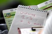 29 June 2025; A journalist makes a note during the GAA Football All-Ireland Senior Championship quarter-final match between Meath and Galway at Croke Park in Dublin. Photo by Daire Brennan/Sportsfile