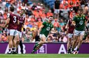 29 June 2025; Jordan Morris of Meath celebrates a score during the GAA Football All-Ireland Senior Championship quarter-final match between Meath and Galway at Croke Park in Dublin. Photo by Shauna Clinton/Sportsfile