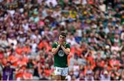 29 June 2025; Ciarán Caulfield of Meath reacts to a missed opportunity during the GAA Football All-Ireland Senior Championship quarter-final match between Meath and Galway at Croke Park in Dublin. Photo by Shauna Clinton/Sportsfile