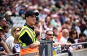 29 June 2025; Referee David Colderick steps in as a steward during the GAA Football All-Ireland Senior Championship quarter-final match between Meath and Galway at Croke Park in Dublin. Photo by Shauna Clinton/Sportsfile