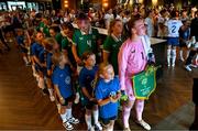 29 June 2025; Republic of Ireland goalkeeper and captain Courtney Brosnan prepares to lead her side out before the women's international friendly match between the USA and Republic of Ireland at TQL Stadium in Cincinnati, Ohio, USA. Photo by Stephen McCarthy/Sportsfile