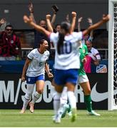 29 June 2025; Lynn Biyendolo of United States celebrates after scoring her side's first goal during the women's international friendly match between the USA and Republic of Ireland at TQL Stadium in Cincinnati, Ohio, USA. Photo by Stephen McCarthy/Sportsfile