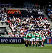 29 June 2025; Republic of Ireland players huddle before the women's international friendly match between the USA and Republic of Ireland at TQL Stadium in Cincinnati, Ohio, USA. Photo by Stephen McCarthy/Sportsfile