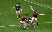 29 June 2025; Ciarán Caulfield of Meath in action against Sean Kelly of Galway during the GAA Football All-Ireland Senior Championship quarter-final match between Meath and Galway at Croke Park in Dublin. Photo by Daire Brennan/Sportsfile