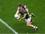 29 June 2025; Donal Keogan of Meath in action against Damien Comer of Galway during the GAA Football All-Ireland Senior Championship quarter-final match between Meath and Galway at Croke Park in Dublin. Photo by Daire Brennan/Sportsfile