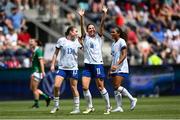 29 June 2025; Izzy Rodriguez of United States celebrates after scoring her side's second goal during the women's international friendly match between the USA and Republic of Ireland at TQL Stadium in Cincinnati, Ohio, USA. Photo by Stephen McCarthy/Sportsfile