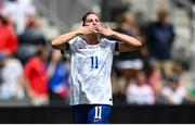29 June 2025; Izzy Rodriguez of United States celebrates after scoring her side's second goal during the women's international friendly match between the USA and Republic of Ireland at TQL Stadium in Cincinnati, Ohio, USA. Photo by Stephen McCarthy/Sportsfile