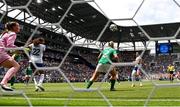 29 June 2025; Lynn Biyendolo of United States scores her side's first goal during the women's international friendly match between the USA and Republic of Ireland at TQL Stadium in Cincinnati, Ohio, USA. Photo by Stephen McCarthy/Sportsfile