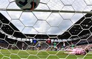 29 June 2025; Izzy Rodriguez of United States scores her side's second goal during the women's international friendly match between the USA and Republic of Ireland at TQL Stadium in Cincinnati, Ohio, USA. Photo by Stephen McCarthy/Sportsfile