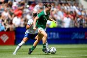 29 June 2025; Emily Murphy of Republic of Ireland in action against Emily Sams of United States during the women's international friendly match between the USA and Republic of Ireland at TQL Stadium in Cincinnati, Ohio, USA. Photo by Stephen McCarthy/Sportsfile